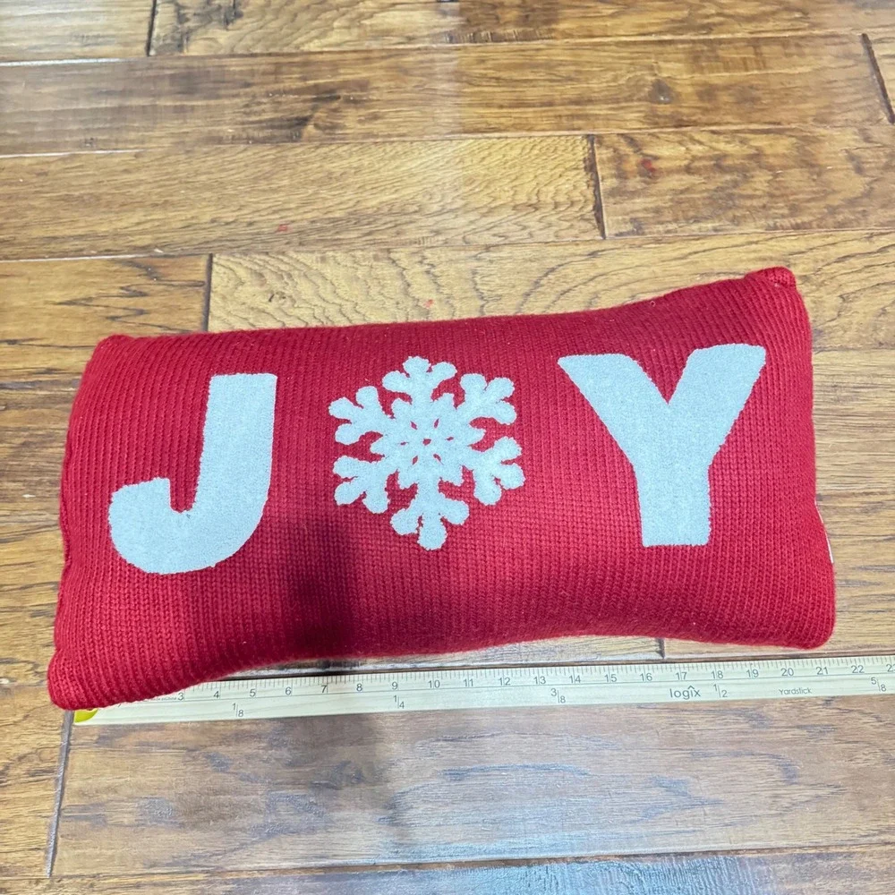 Holiday Red Knit JOY Snowflake Lumbar‎ Decorative Pillow Christmas Home Decor